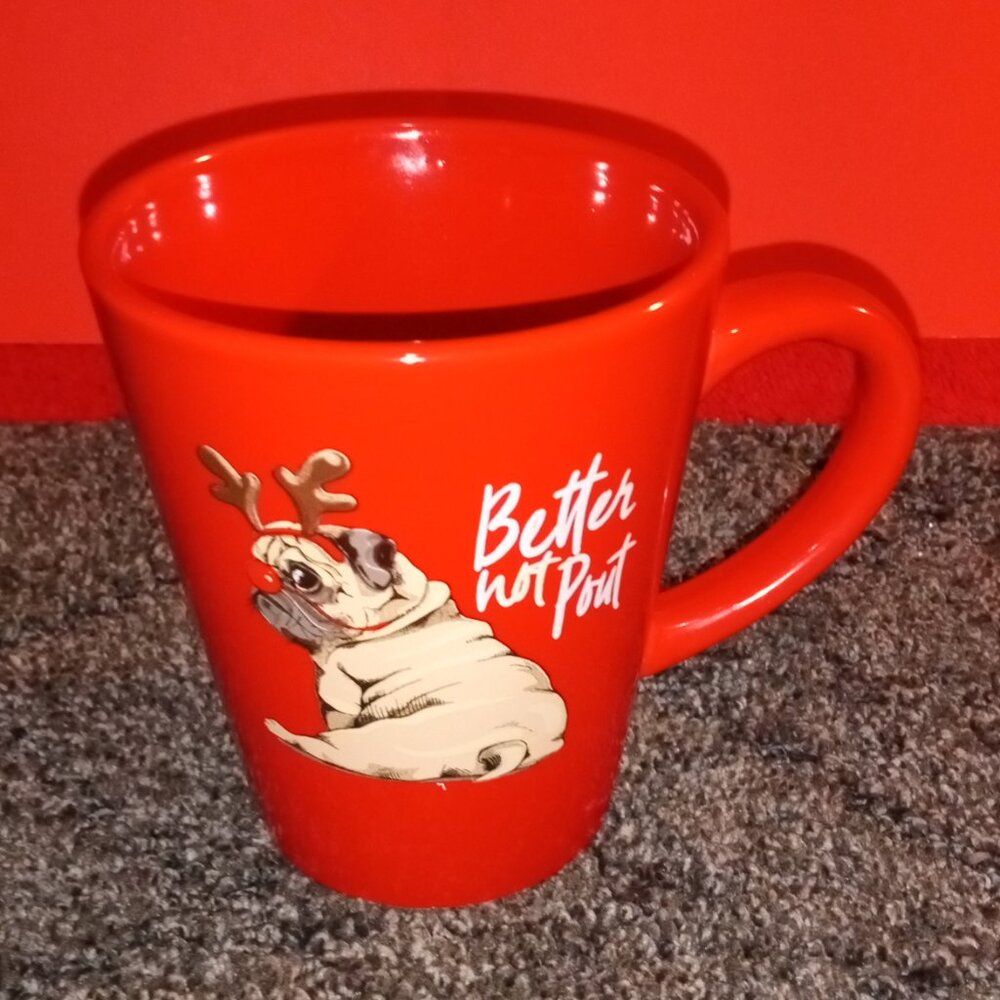 CUTEST LITTLE RED CHRISTMAS STONEWARE COFFEE MUG